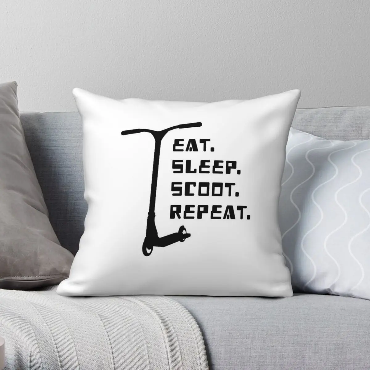 Eat Sleep Scoot Repeat Square Pillowcase Polyester Linen Velvet Creative Zip Decor Throw Pillow Case Sofa Cushion Cover