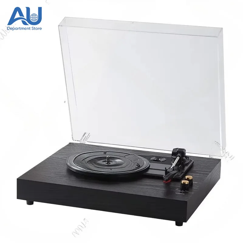 Acrylic Dust Cover Vinyl Record Player Desktop Dual Speaker System Vinyl Gramophone Wooden Gramophone