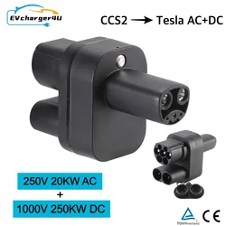 EVcharger4U CCS2 to NACS AC DC Adapter Fit Tesla Model 3/X/Y Made in USA CCS2 Combo Adapter Support CCS2 and Type2 Charger