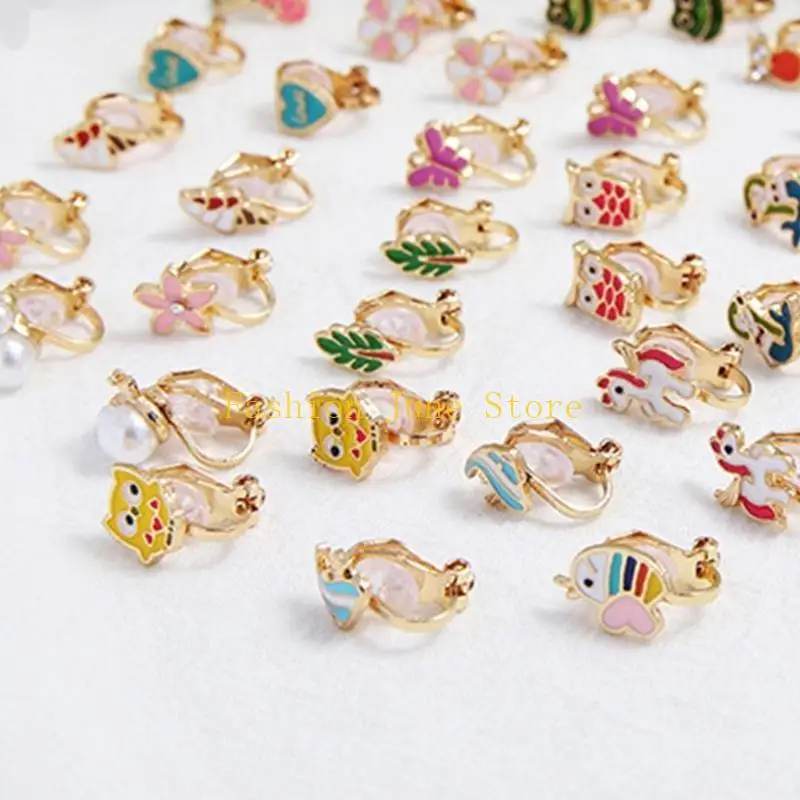

N5KA 24 Pairs Mixed Color Ear Clip Assorted Animal Non-Piercing Earring