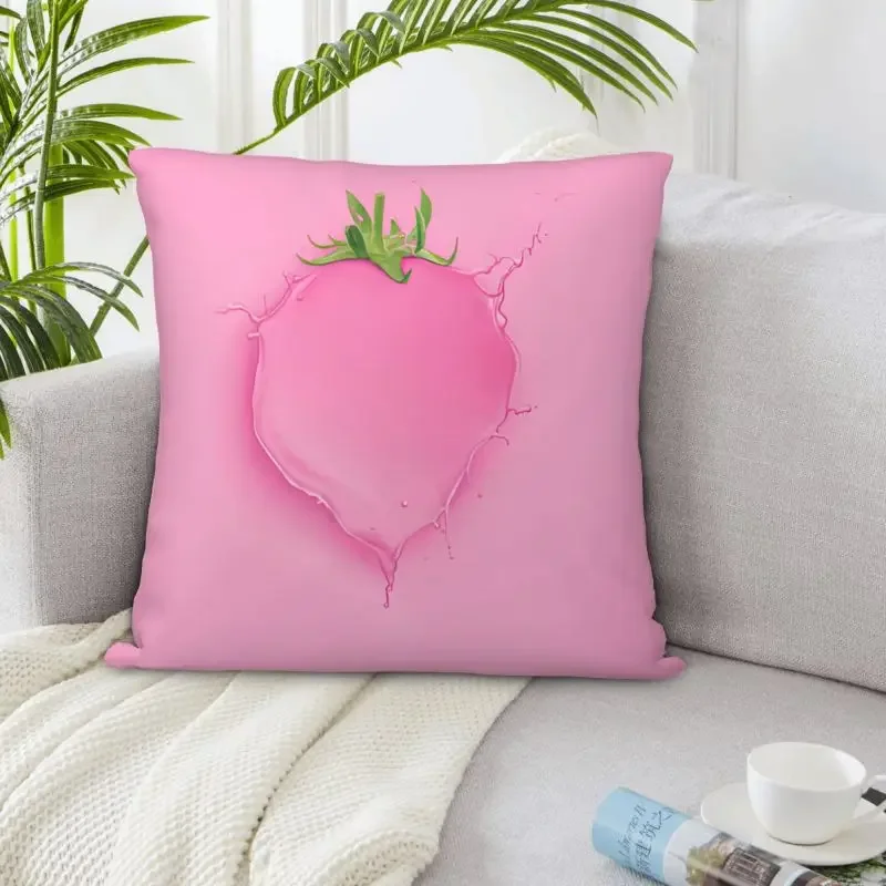 Strawberry Throw Pillowcase Decorative Pillow Cushions Cover Body for Sofa Couch Home Decor Two-sided Cloth Flannel Chair Car