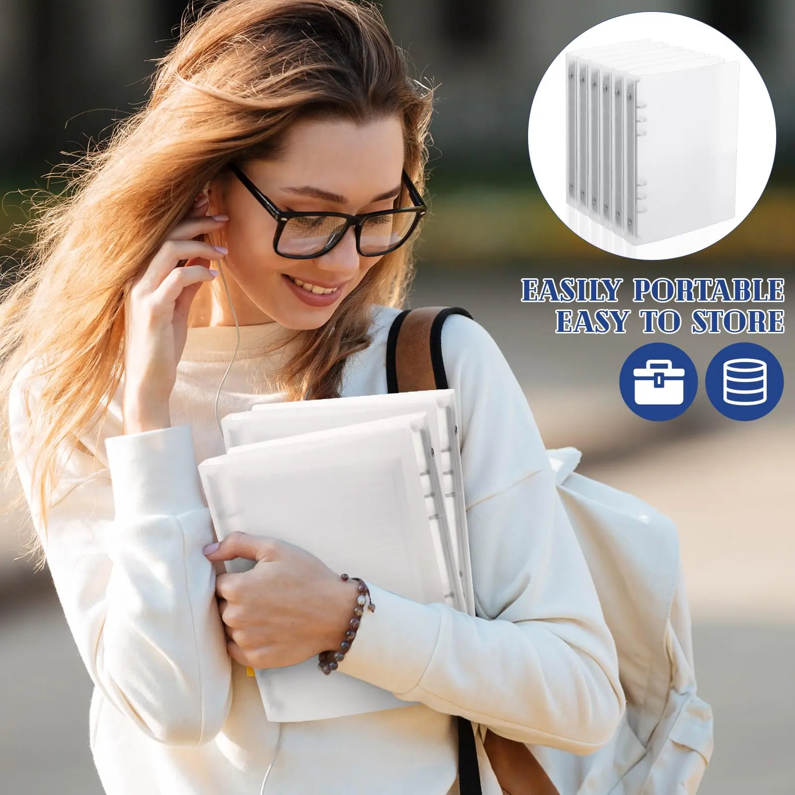 Pasta com anel de capacidade de 175 páginas, pasta organizadora de plástico com fecho para escritório, escola, material doméstico - material PP