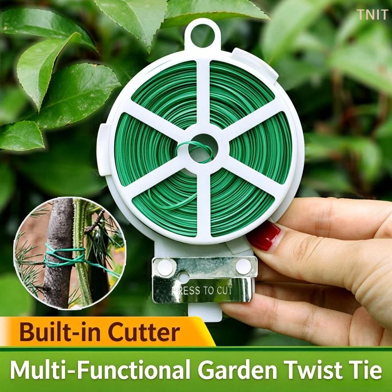 [J] 1 Roll 20/50/100/200M Multifunctional Plastic Steel Twist Tie Sturdy Reusable Garden Flower Plant Support Strap Tie