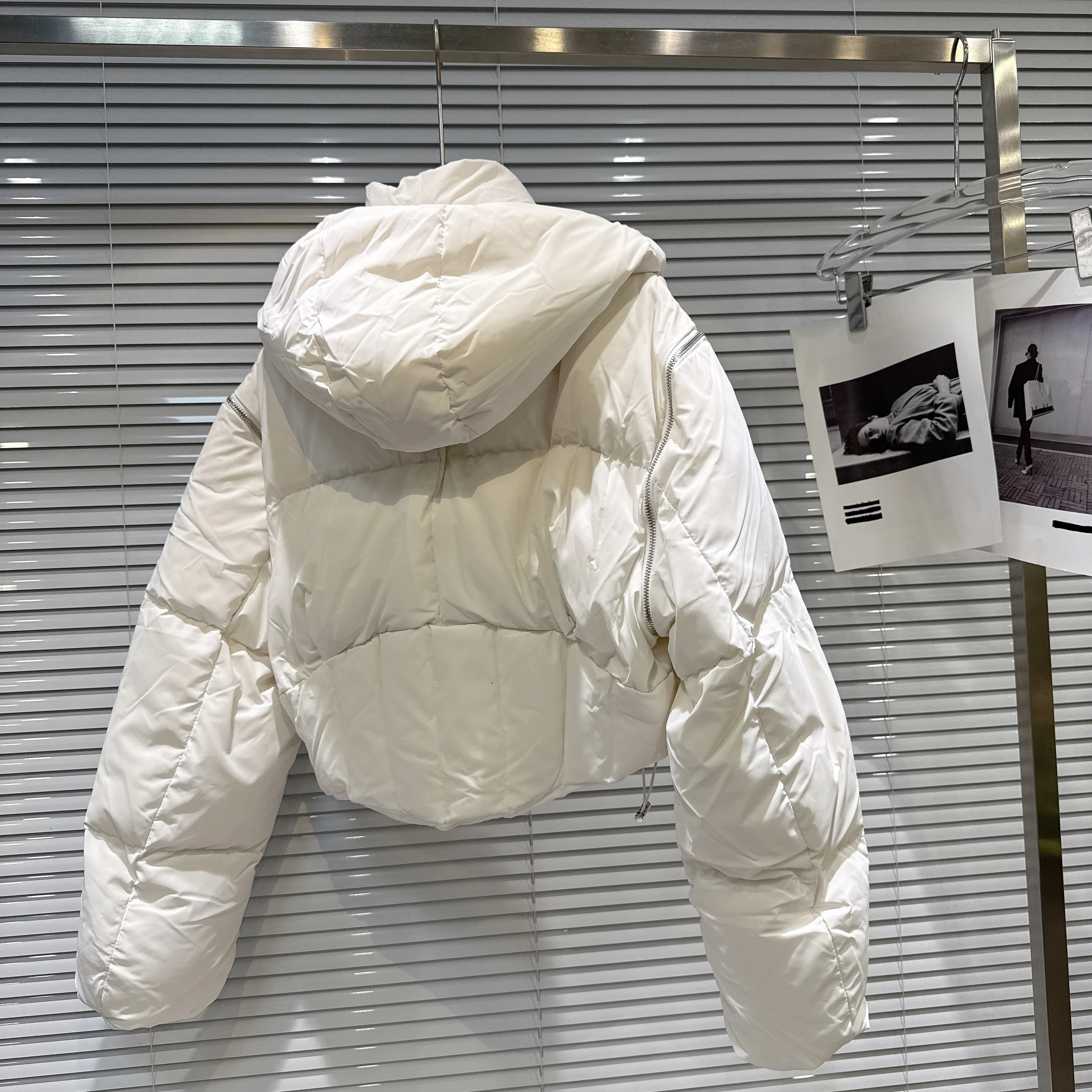 2025 شتاء جديد حلو بارد حار فتاة وشاح شال مقنعين سستة تصميم سترة قطن دافئة معطف القطن للنساء #4