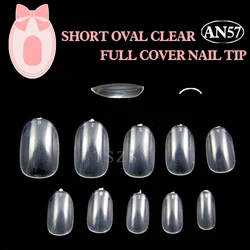 faux ongles court Abs artificiel court, ovale, rond, transparent, couverture complète pour Nail Art, embouts en acrylique, 10 tailles, 1 sachet/lot, 500 pièces