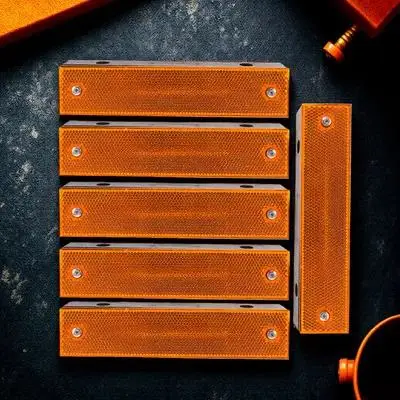 6Pcs Tunnel Wall Reflective Markers High Visibility Rectangle Road Safety Signs for Outdoor Pavement Sidewalk Fencing Traffic