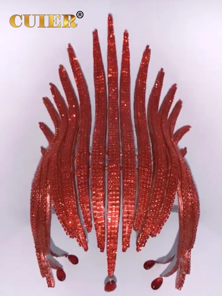 

CUIER Red Drag Queen головной убор со стразами, преувеличенный головной убор большого размера, высококачественный аксессуар для сценических выступлений