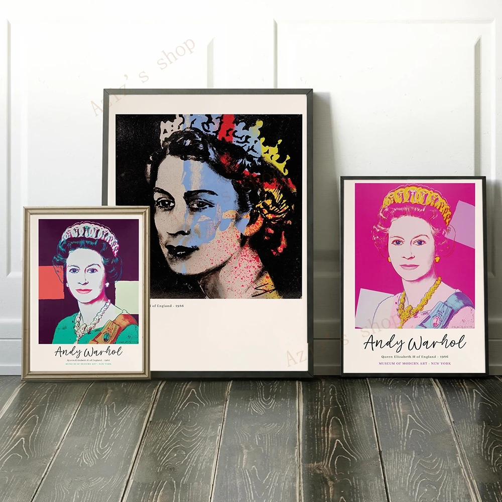 Andy Warhol Exhibition Poster Andy Mick Jagger Pop Art Prints Warhol Queen Elizabeth Wall Photos Vintage Portraits Home Decor