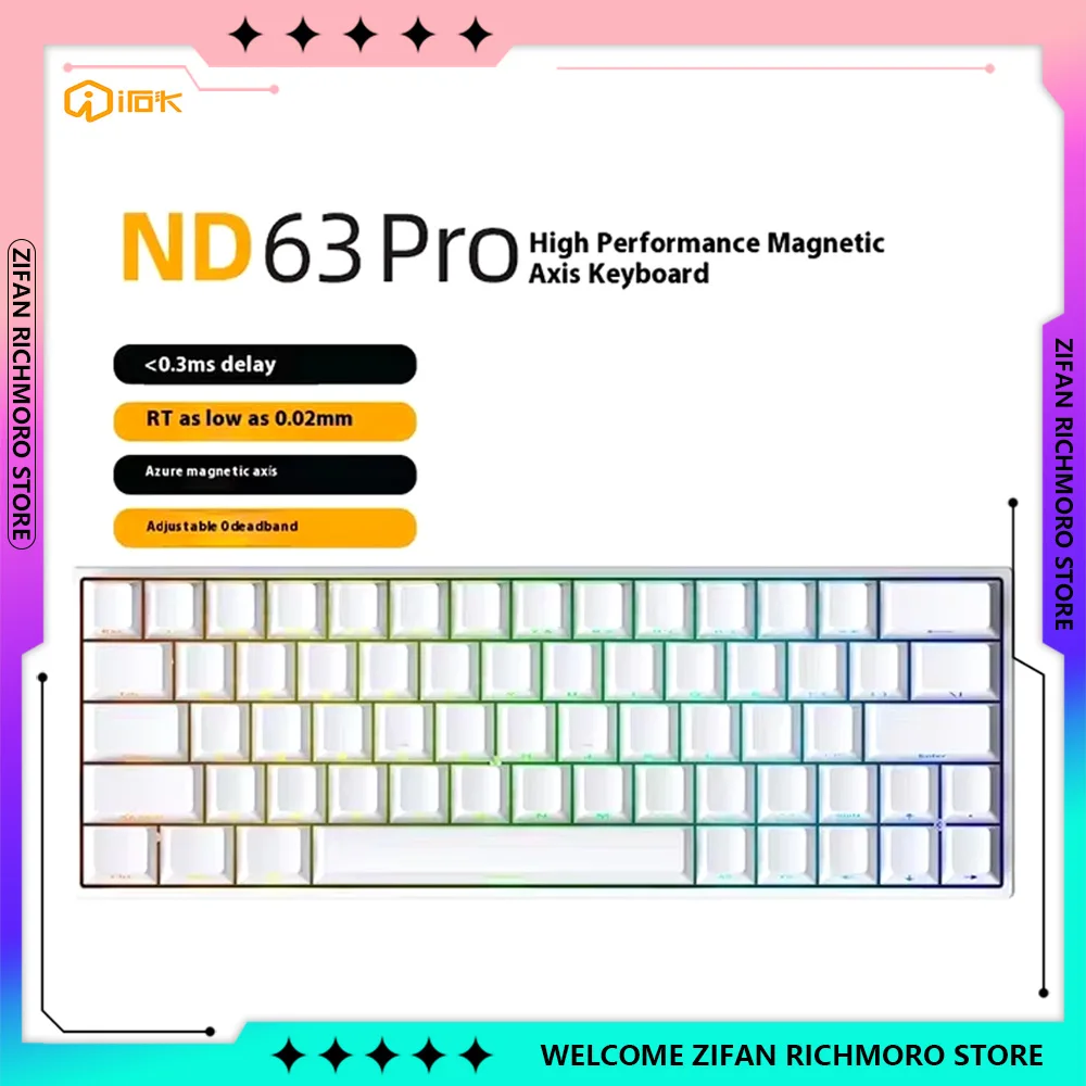 Irok ND63 Pro Magnetic Switch Mechanical Keyboard Hot Swap RGB 8KHz Wired ABS Keycaps RT Custom Esports Keyboard PC Gaming Gifts