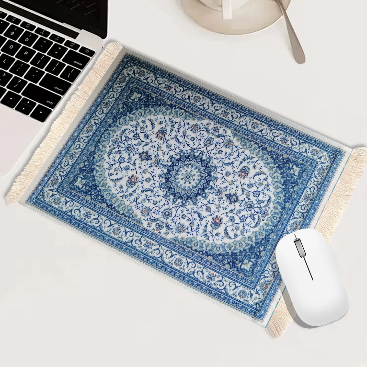 

2 Pieces Small Rug Mouse Pad Oriental Carpet Style Persian Style Mouse Pad Computer Mousepad for Table Decor Coffee Coasters