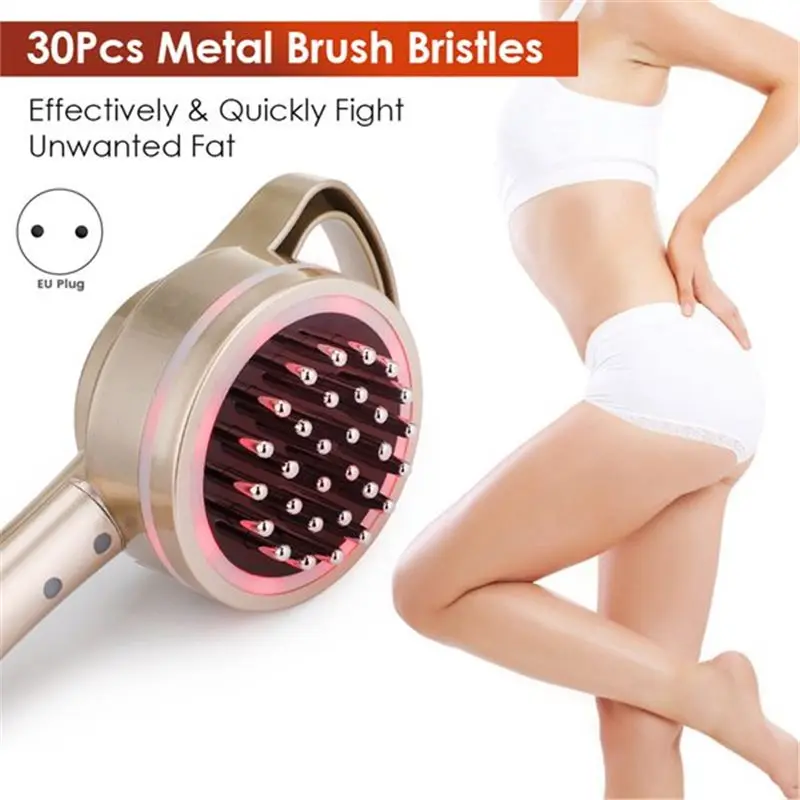 EU Plug Body Detoxification Microcurrent Meridian Brush Massager Cellulite Lymphatic Infrared Heating Health Scraping Device A62