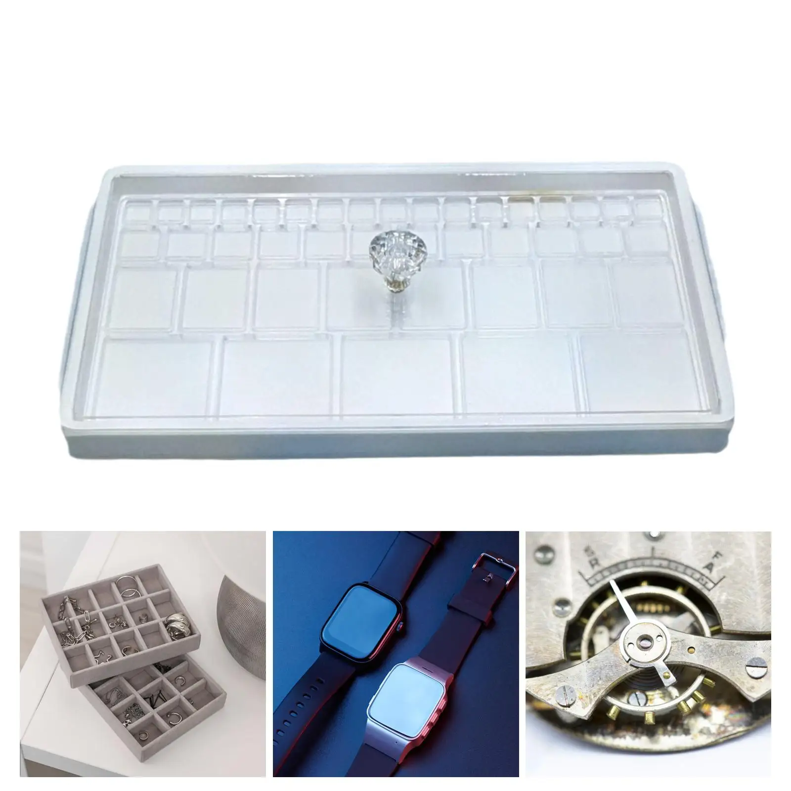 Watch Parts Storage Box Carry Case Home Use Watch Holder Multiple Partition