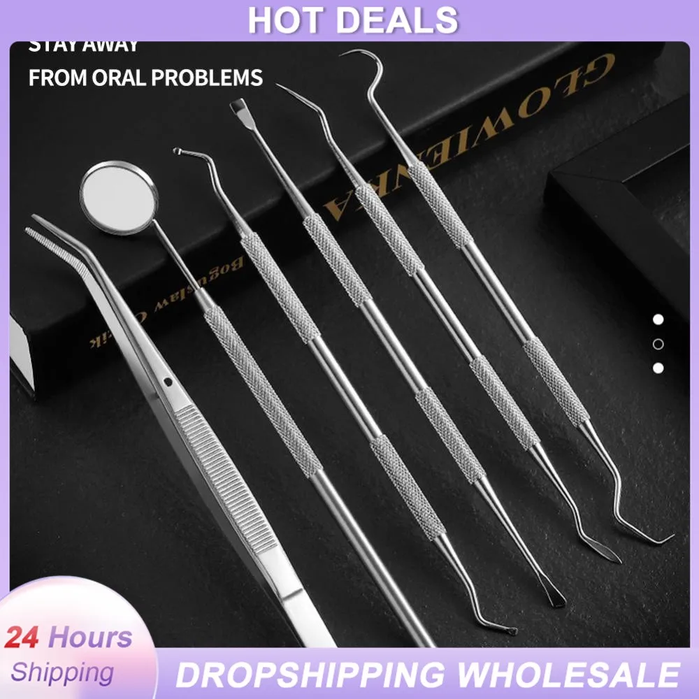 Sickle Tartar Scaler Stainless Steel Mirror Removal Calculus Tongue Cleaners Teeth Cleaning Teeth Pick Oral Care Tool Set