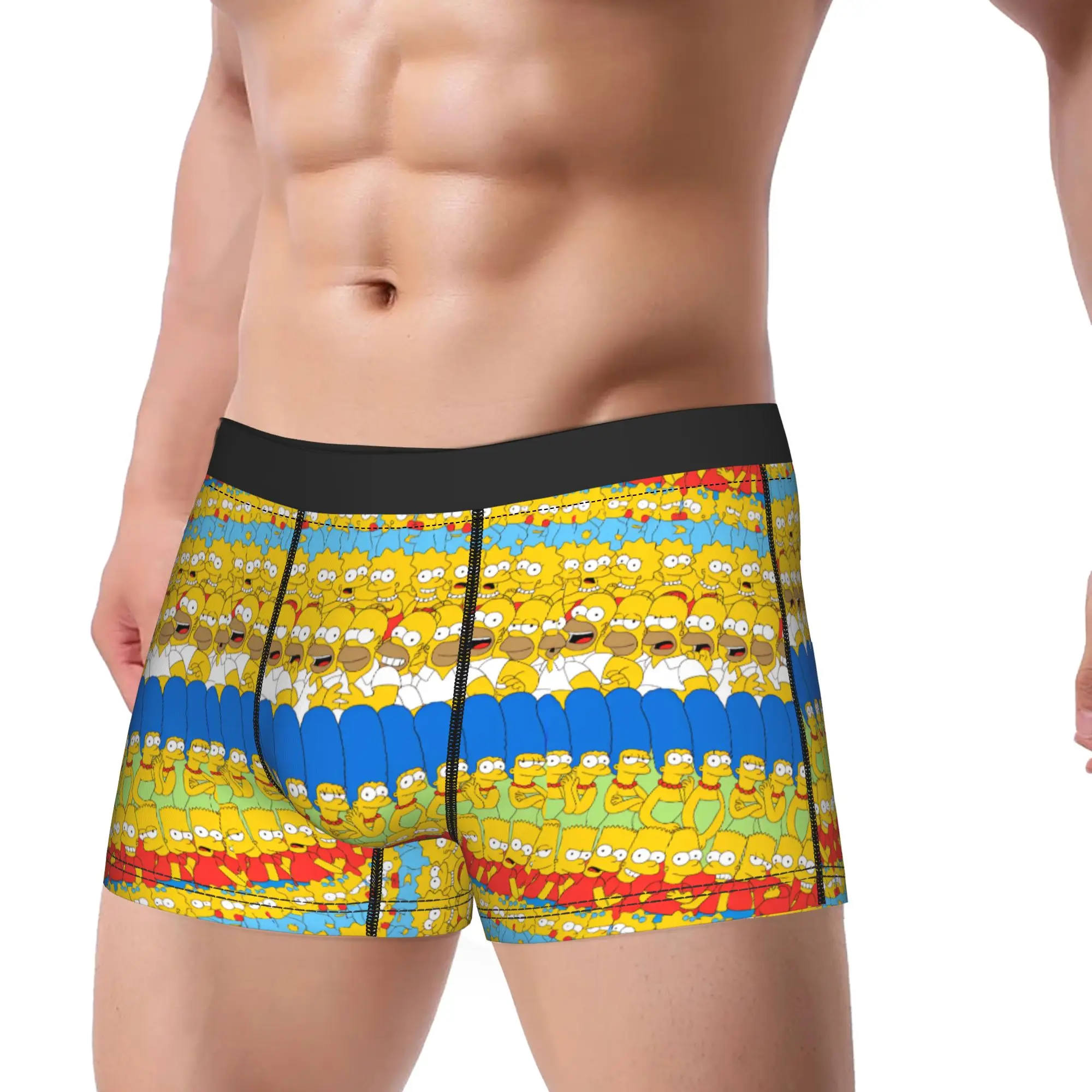 S-Simpsons Characters Group Photo Underwear  Men Panties Printing Breathable Boxershorts Hot Sale Boxer Brief Plus Size 2XL