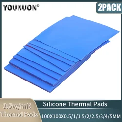 2 Pieces 100x100mm Thermal Pad 0.5mm/1mm/1.5mm/2mm/2.5mm/3mm/4mm/5mm Thickness GPU CPU Heatsink Cooling Conductive Silicone Pad