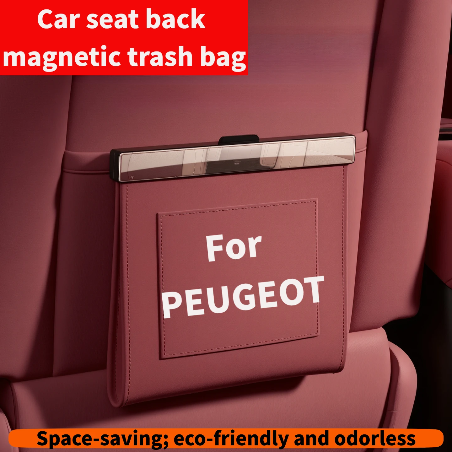 Car seat back magnetic trash storage bag suitable for Peugeot 3008 5008 508 / 508 SW Rifter Traveller Expert Car Accessories