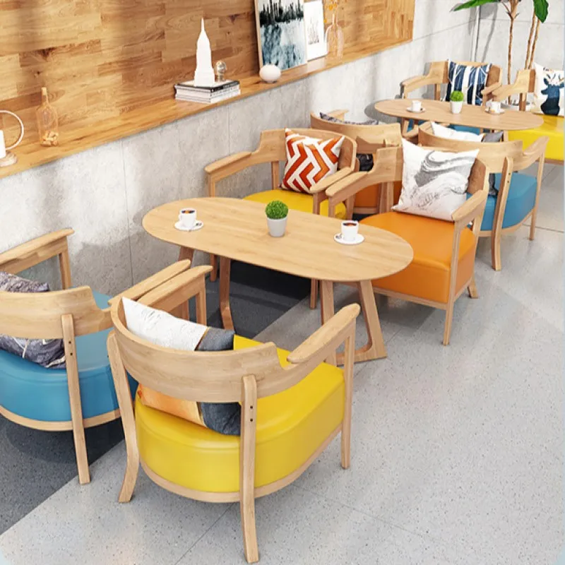 Conjunto de muebles de restaurante moderno para ocio y cafetería, silla de comedor de cuero PU sólido, mesa de comedor cuadrada, cafetería