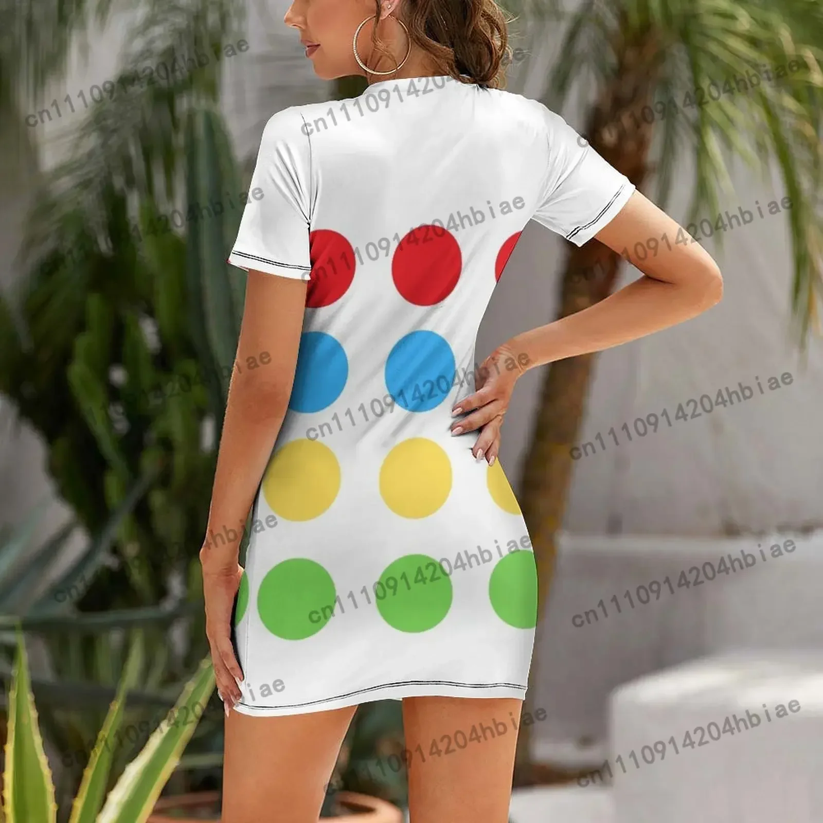 Twister Game Halloween Costume Short Sleeved Dress Women's summer suit prom clothes Casual dresses Dress