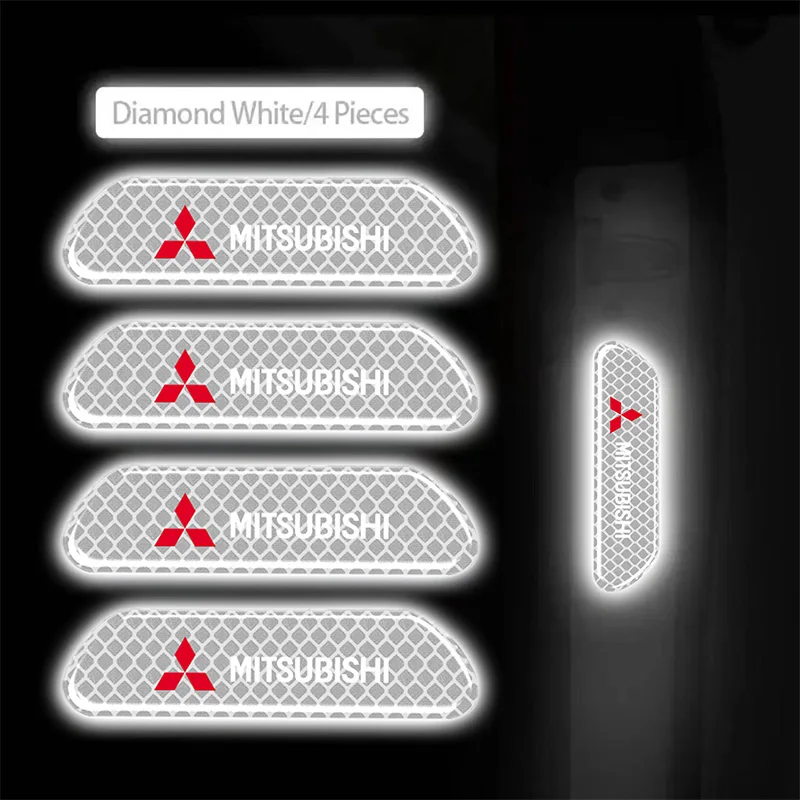 4 Teile/satz Auto Reflektierende Sicherheit Streifen Aufkleber Auto Styling Für Mitsubishi ASX Lancer Pajero Outlander L200 Lancer EX Pajero