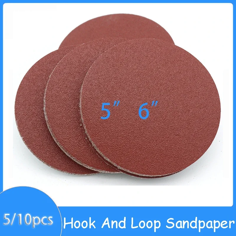 

5/10PCS 5'' 6'' Hook And Loop Sandpaper Disc 125mm 150mm Sandpaper Sander Pad 80 100 120~1000 GritAngle Grinder Sanding Blades