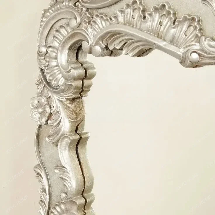 MCustomized French retro carved full-body mirror floor mirror bedroom full-length mirror wall-mounted fitting CQY