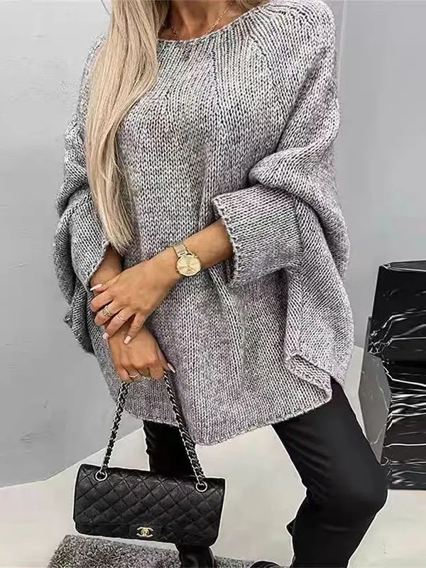 

Женский круглый вязаный свитер Ne Cape шило, свободный крой, пуловер Street Sle, длинный све, влажность ng, полиэфирное волокно