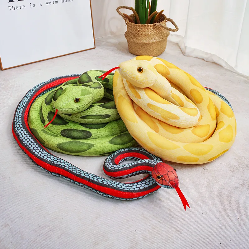 100~300cm Boa Snake Doll Wild Animal Scary Like Real Plush Toy Tongue Out Green Yellow Red Brown Stuffed Plushie Birthday Gift