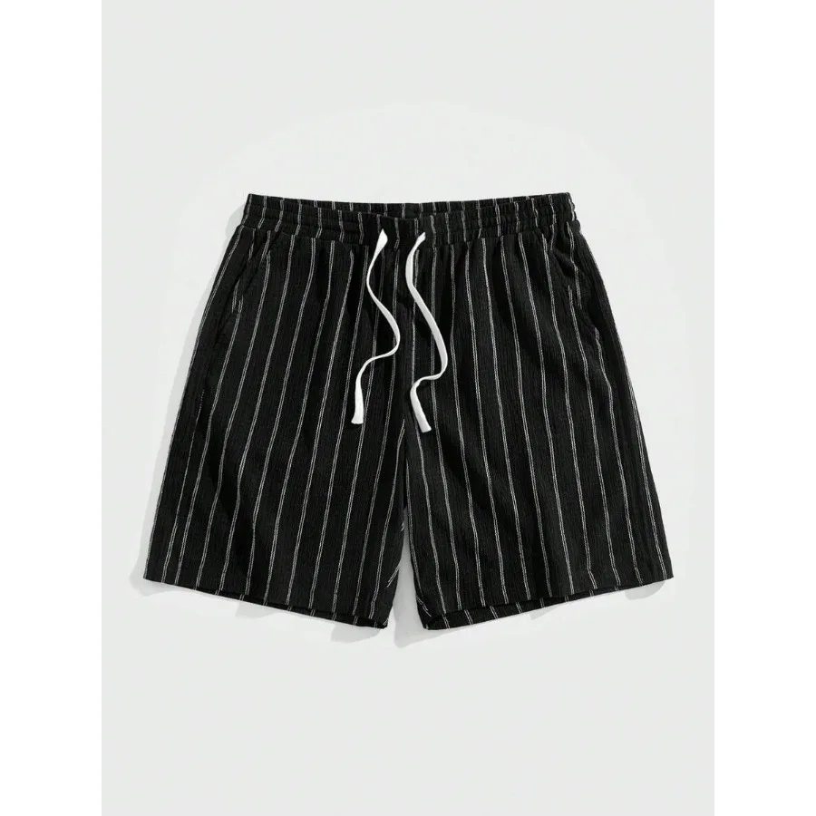 

Manfinity Hypemode Men's Striped Drawstring Waist Pocket Loose Shorts