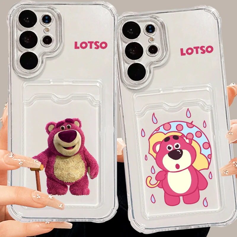 Lotso Huggin Bear Cute For Samsung A73 A72 A54 A71 A52 A53 A32 A22 A14 A13 A23 5G Photo Card Bag Transparent Back Phone Case