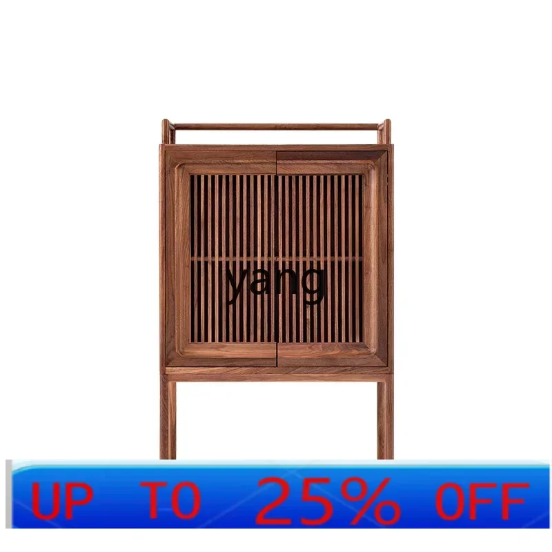 

LTT tea side cabinet simple partition cabinet solid wood entrance black walnut tea side cabinet