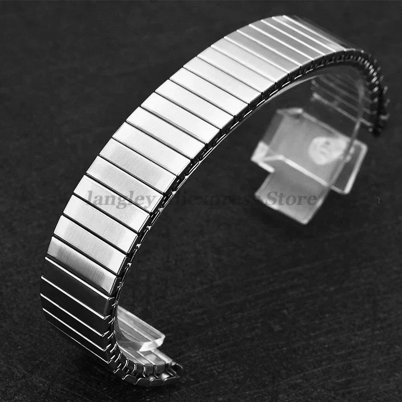 18mm Stainless Steel Watch Strap Stretch Expansion Retractable Men Metal Elastic Watchband Watch Accessories SmartWatch Bracelet