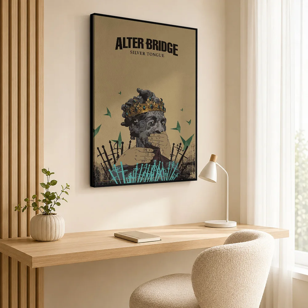 Alter Bridge Silver Tongue Creature Canvas Print Personalized Photo Illustrated Wall Art For Recording Studio, Musician Gift