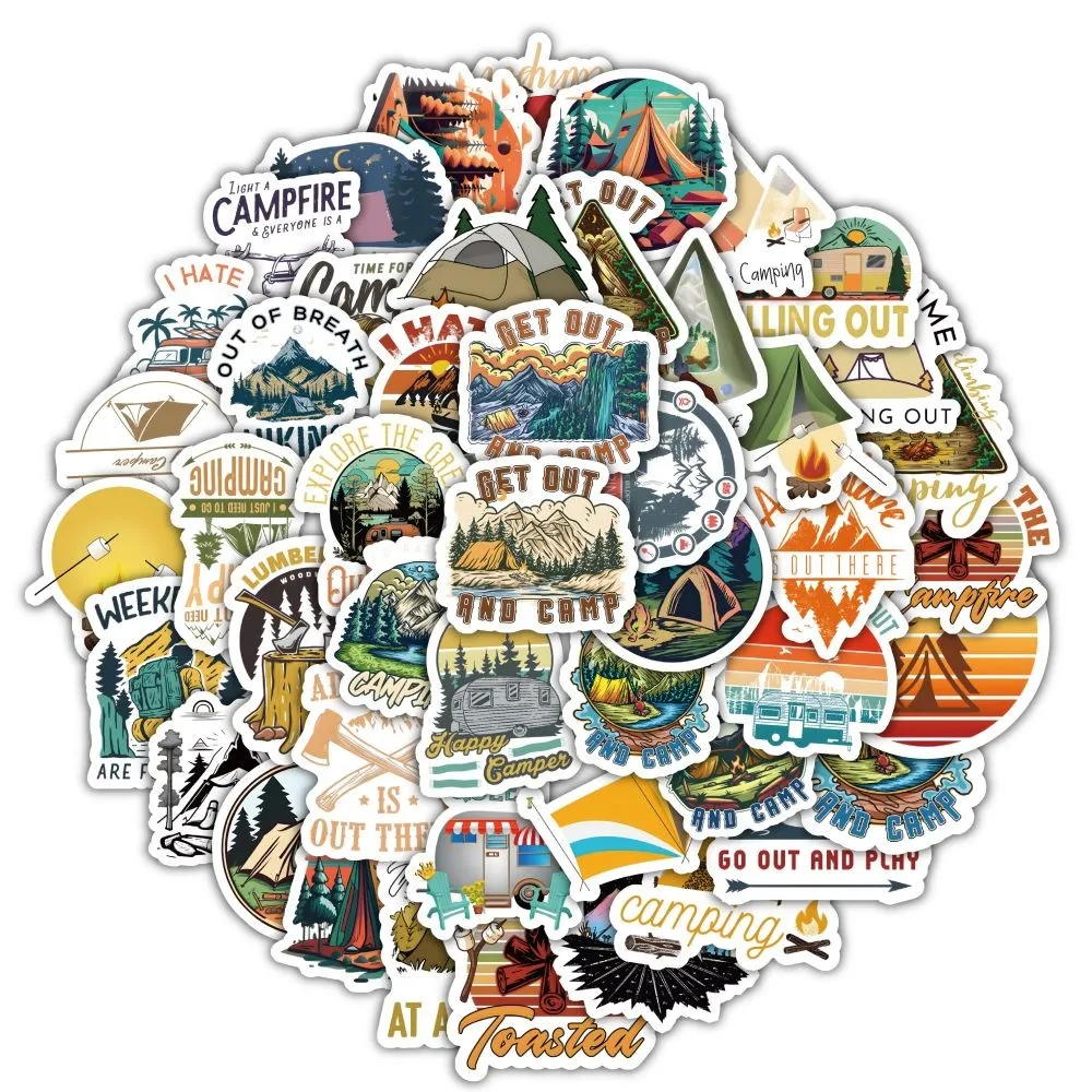 59PCS Cartoon Outdoor Camping Exploration Graffiti Aufkleber für Fahrrad Hand Konto Federmäppchen Aufkleber Anime Worlds Store