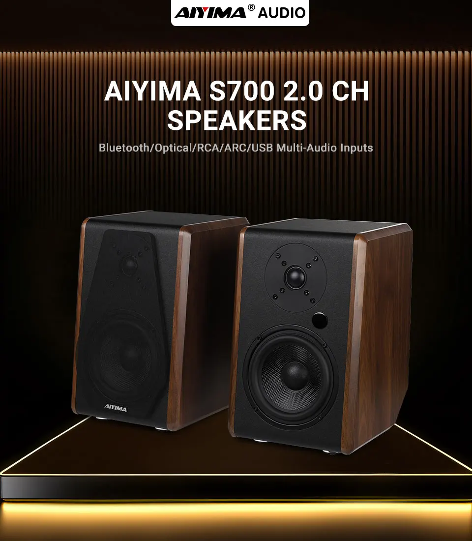 AIYIMA S700 120 W Bluetooth Aktive Bücherregal Lautsprecher Drahtlose HiFi Sound System Holz Bücherregal Lautsprecher Audio Ausgang Subwoofer – Detail 3
