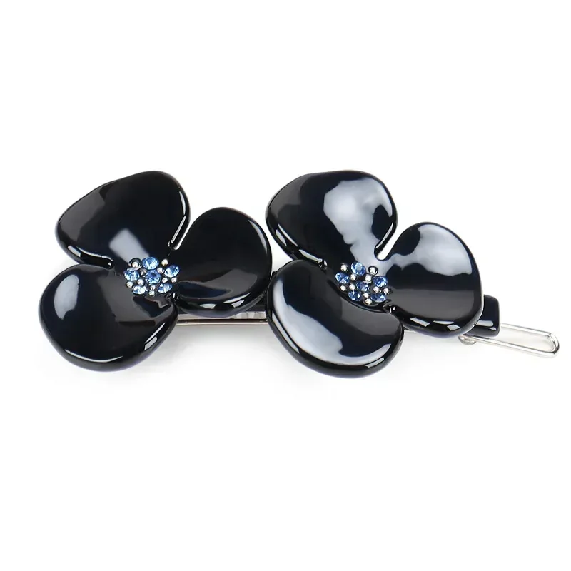 2024 New Korea Version One-word Petal Edge Clip Women\'s Simple Hairpin Flower Clip Girl Hair Accessoires Hair Gems Rhinestone