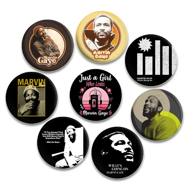 Famous American singer Brooches for Marvin Gaye Badge Backpack Bandage Jewelry Accessories Fans Commemorative pin Gift Accessory