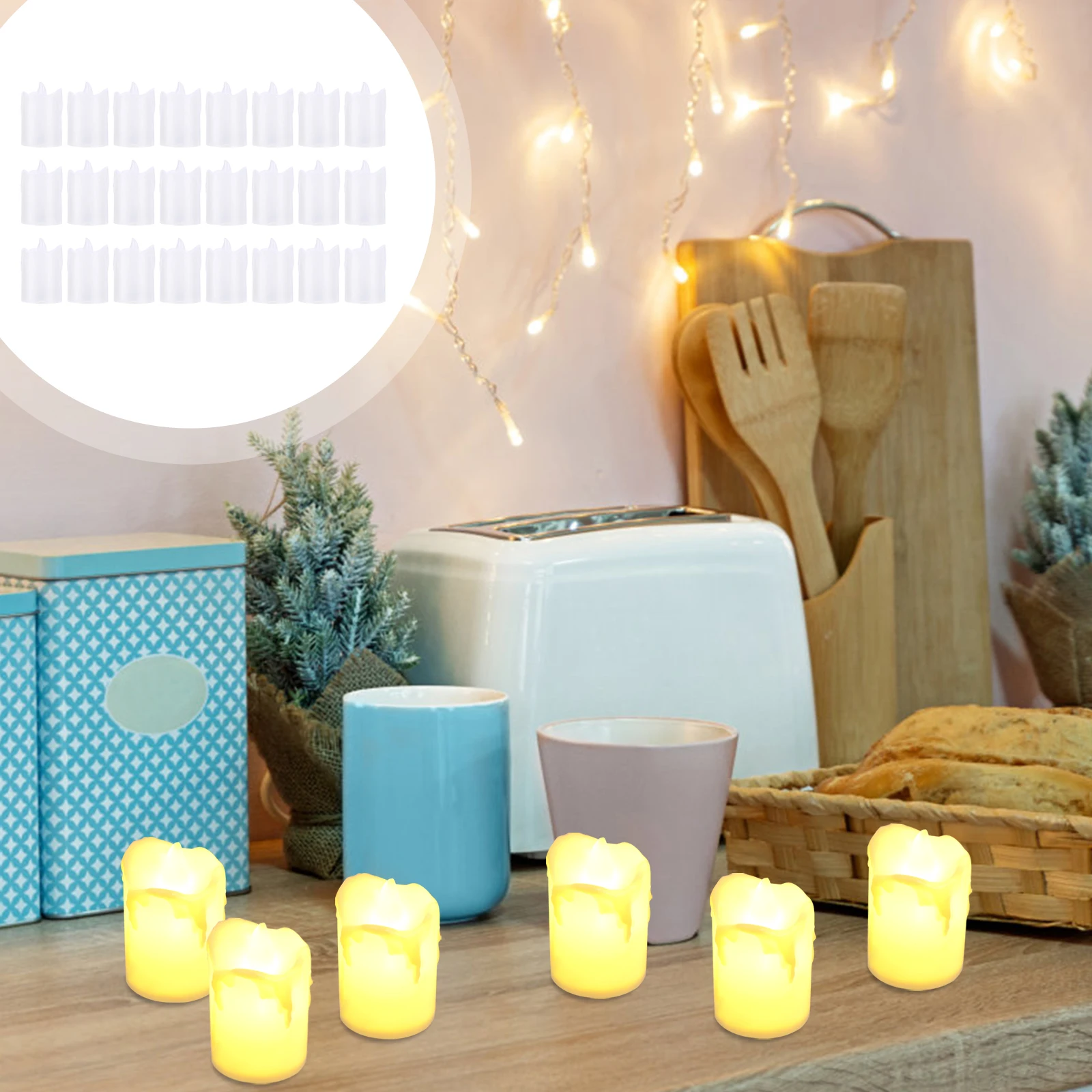 

24pcs Led Electronic Lamp Flameless Candles Party Layout Light Operated Candles Desktop Lamp Festival Ornament