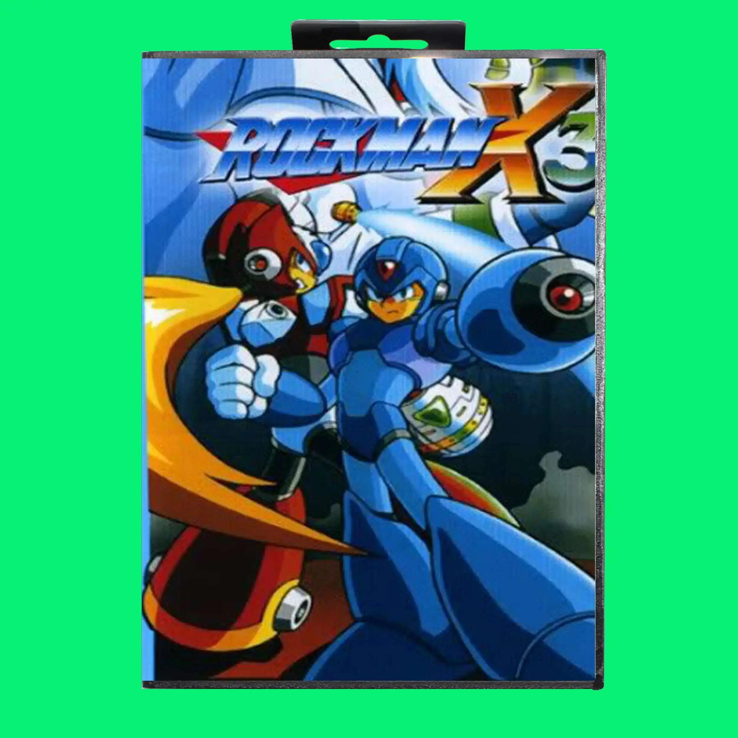 JP 커버가 있는 Rockman X3 게임 카트리지, 16 비트 MD 게임 카드, 세가 메가 드라이브용 소매 상자