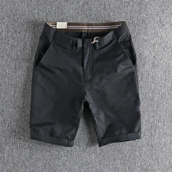 2023 Summer New American Simple Woven Thin Solid Color Shorts Men's Fashion Washed Business Casual Yonth Straight 5-point Pants