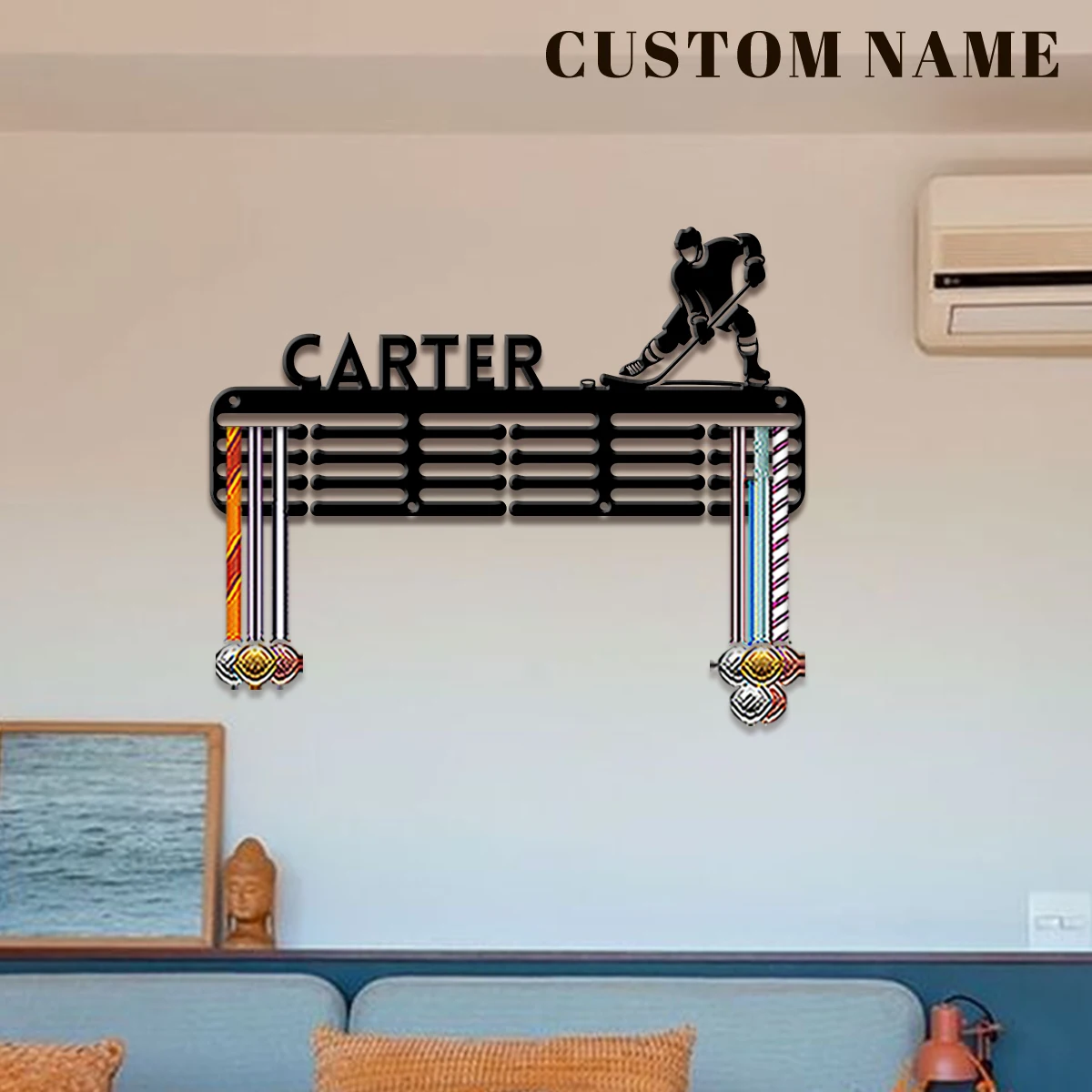 Ice Hockey Enthusiasts Metal Medal Display Rack, Father's Day Gift, for Room Decor, Suitable for Basketball, Football Exercise