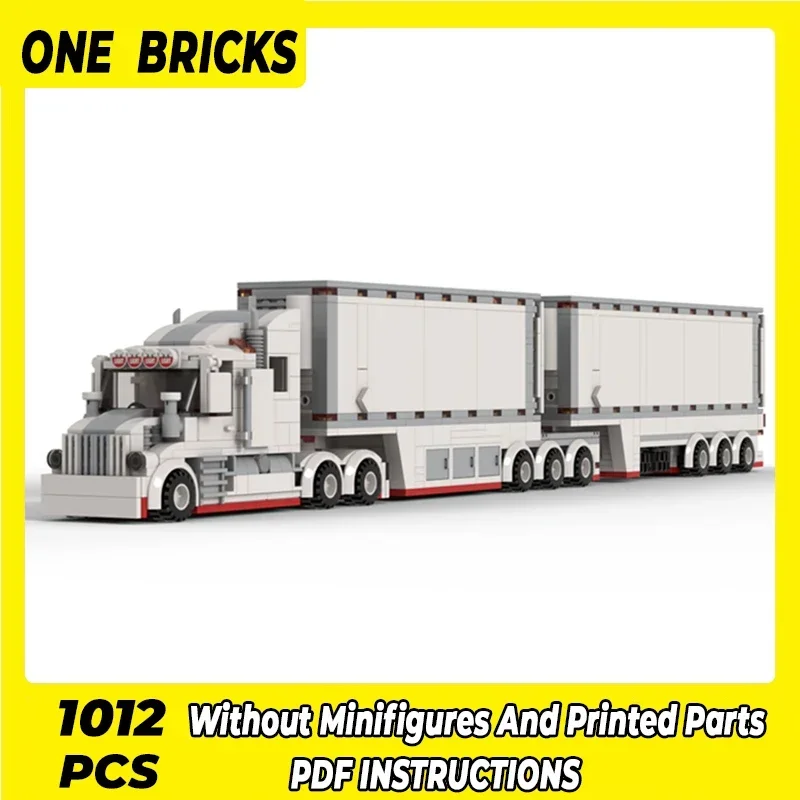 เมืองรถรุ่น Moc อาคารอิฐของเล่น B-Double Transporter เทคโนโลยี Modular Blocks ของขวัญของเล่นคริสต์มาส DIY ชุดประกอบ