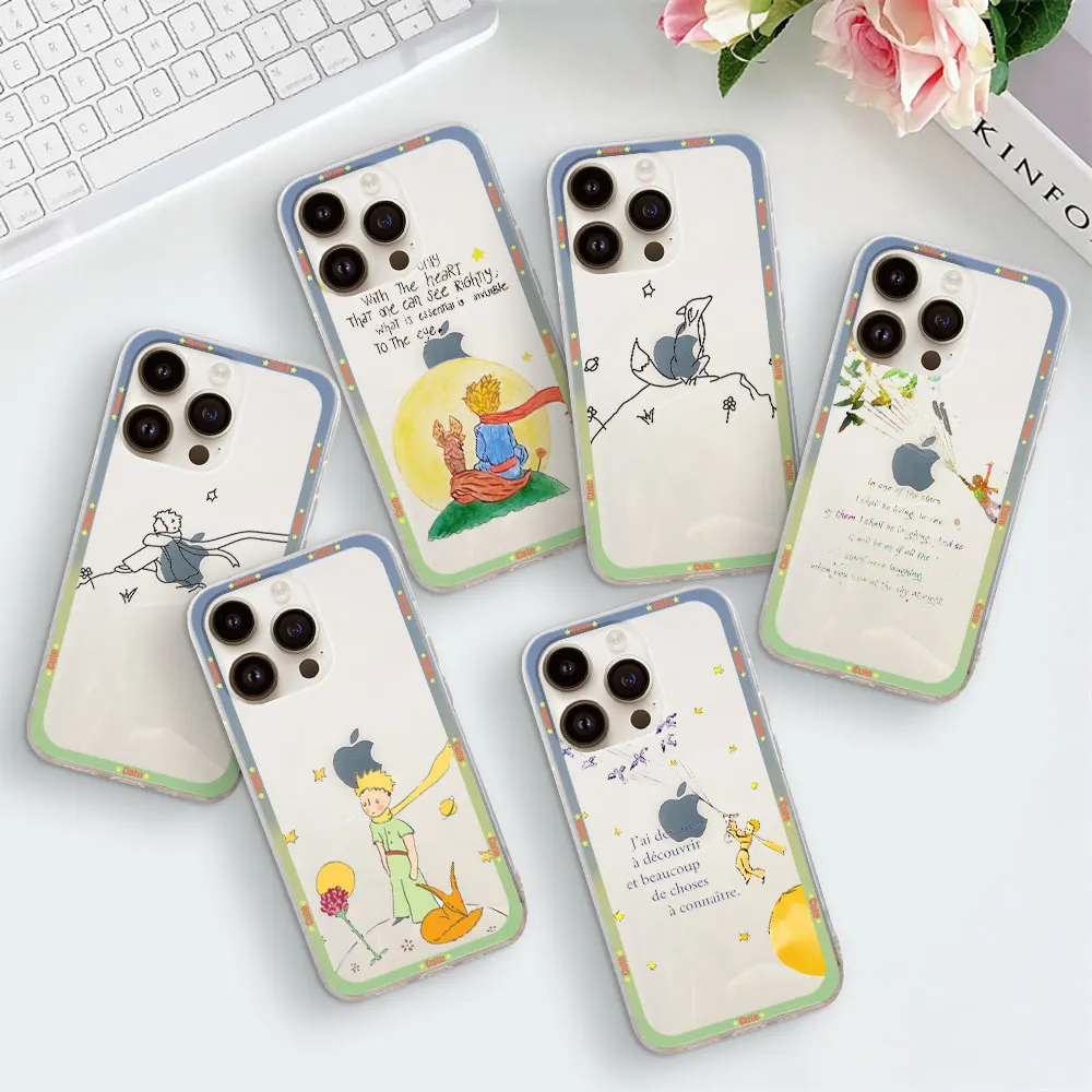 Cartoon King the Little Prince Case for Apple iPhone 13 15 11 12 Mini 14 Pro Max X XS 7 8 Plus XR Transparent Phone Bag Cover