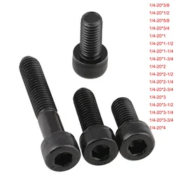 5Pcs/lot Black 12.9 Grade Carbon Steel BSW 1/4-20 Hex Socket Cap Head Screws Allen Bolts Length 3/8 inch to 4 inch