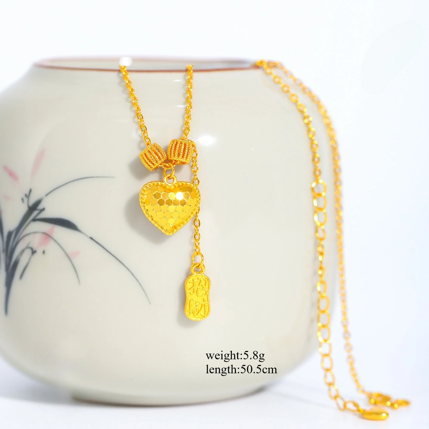 Fine 18 K Gold Color Heart Shape Pendant Necklace for Women Wedding Birthday Not Fade Jewelry Chain Gifts 6