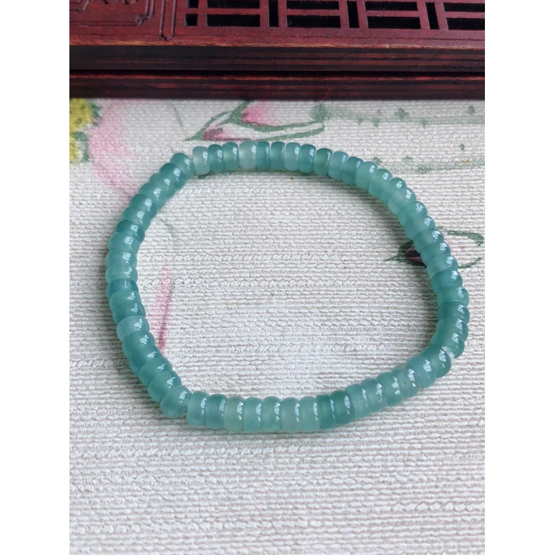 Myanmar-like Blue Fine Jade Abacus Beads Bracelet