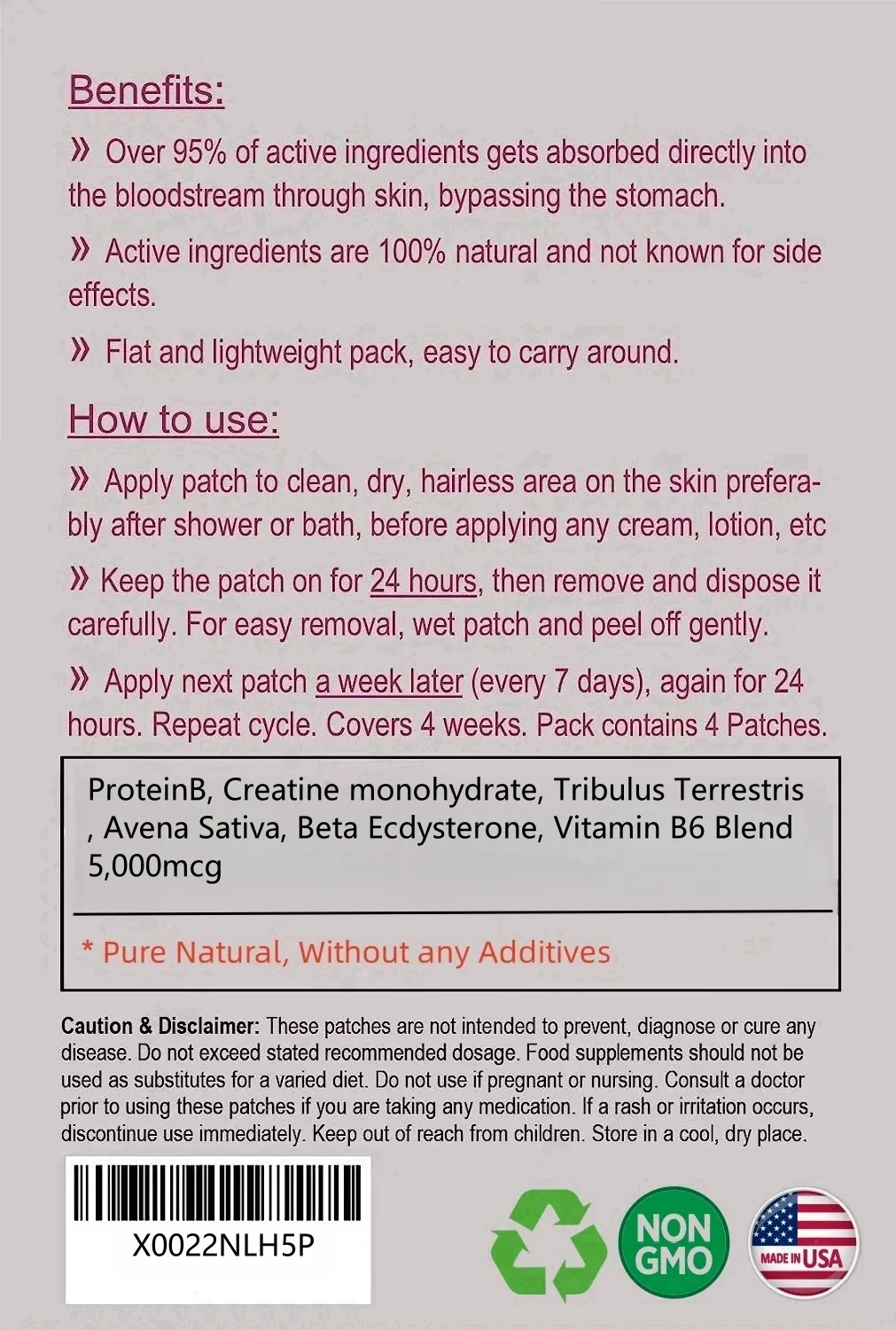 Muscle importer Extreme PrincTransdermal Patch, Stéroïdes, Booster anabolisant, Avec des dieux de la vitamine, Fabriqué aux États-Unis