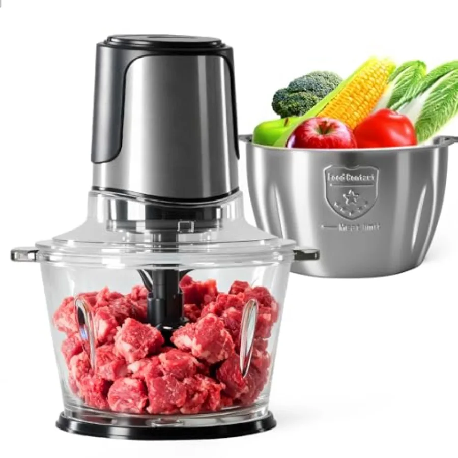 

Electric Food Processor 450W Meat Grinder and Vegetable Chopper with 2 Bowels for Home Use Food Chopper with Double S-Blades fo