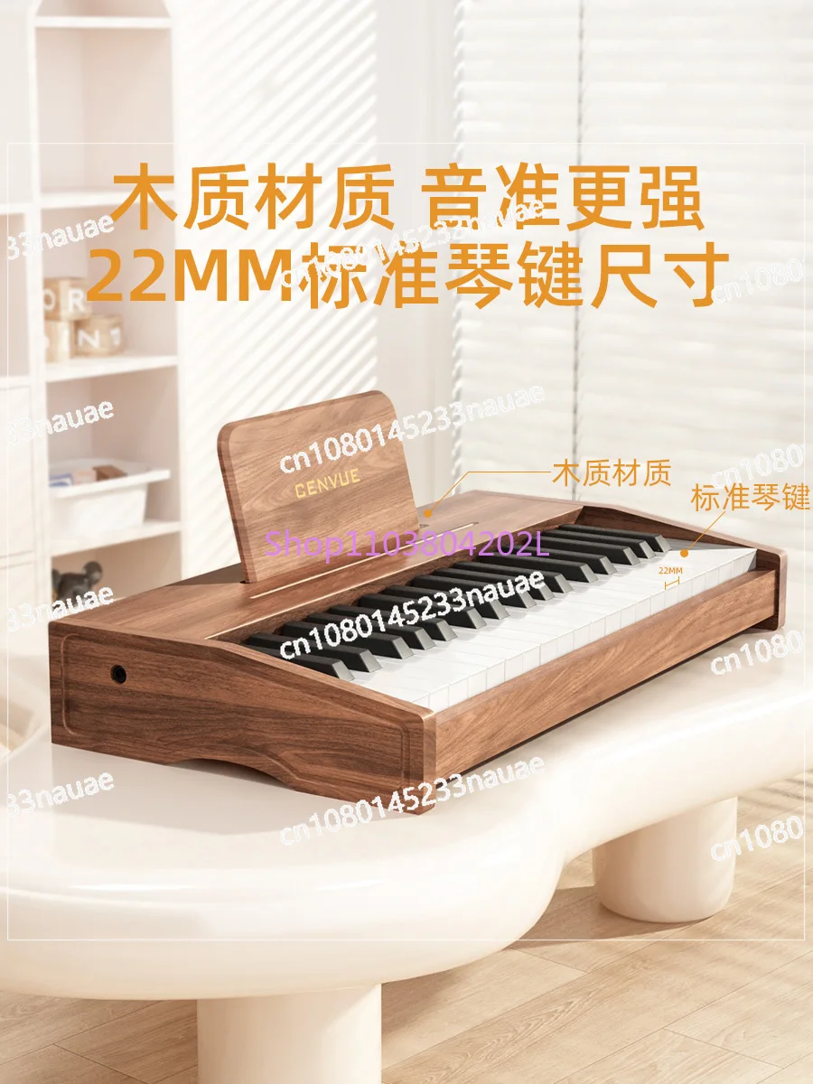 Wooden Children Little Piano Pattern Electronic Keyboard Beginner Baby Infant Boy Girl Baby Toy Gift