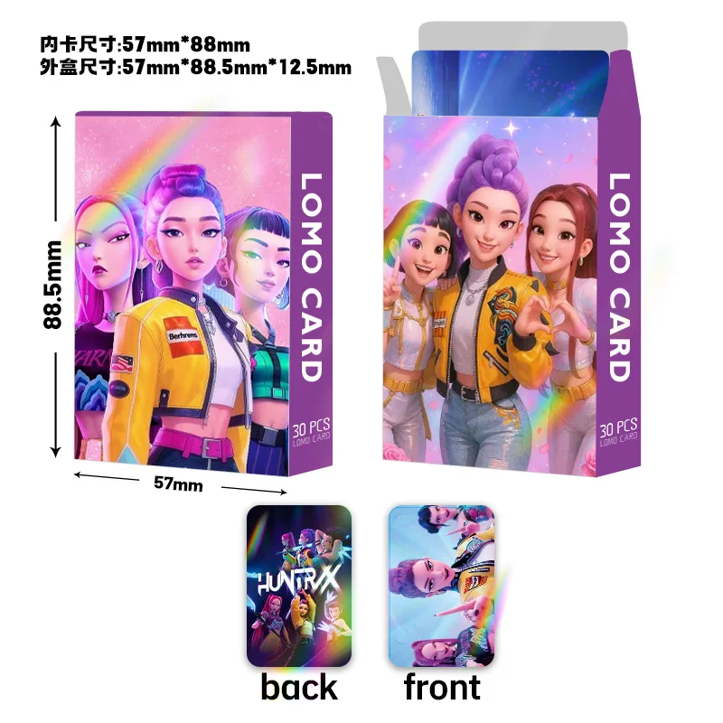 مجموعة بطاقات LOMO ثلاثية الأبعاد من Kpop Demon Hunters مكونة من 30 قطعة في صندوق، بطاقة صور أنيمي على الوجهين هدية لمحبي وجامعي Kpop