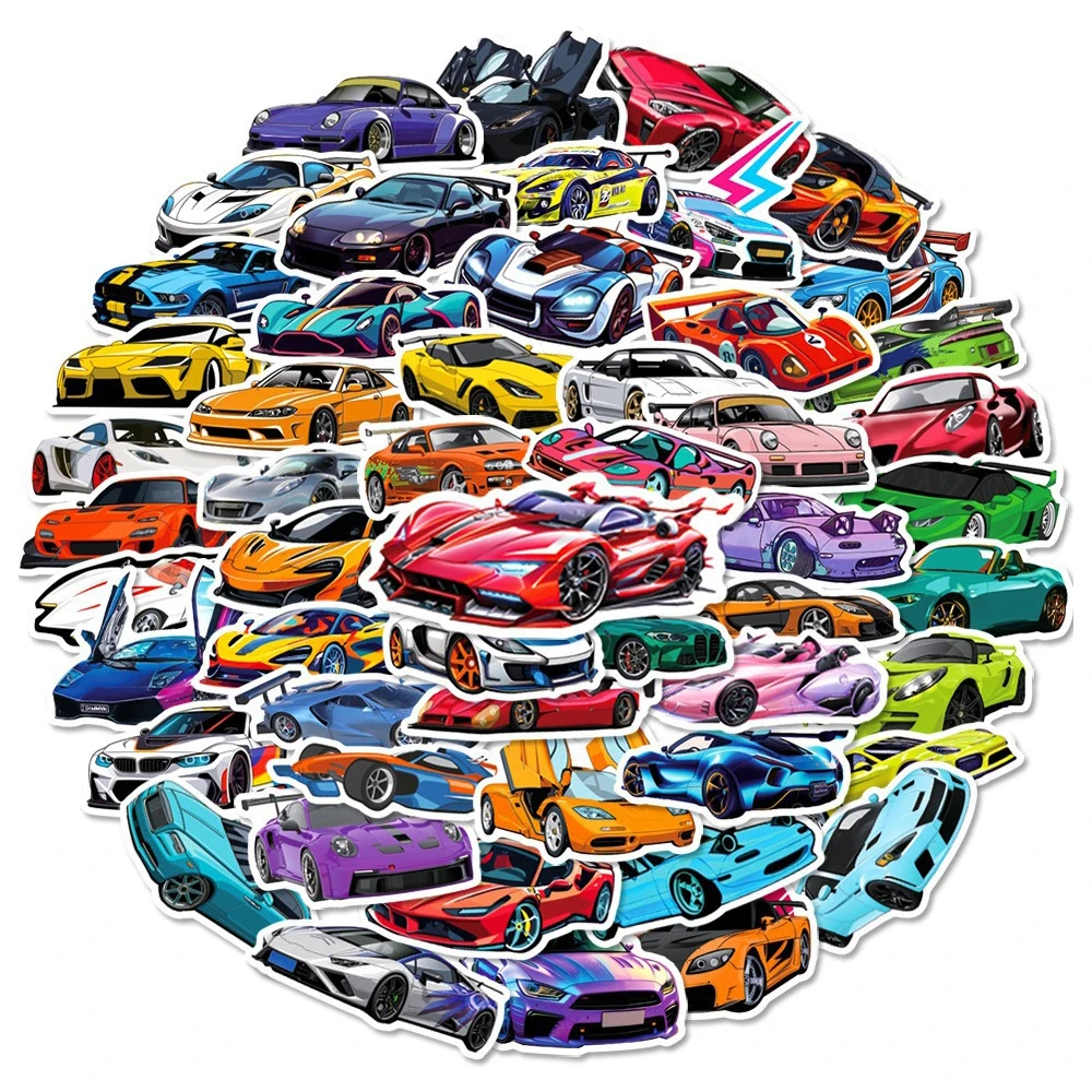 

10/30/50pcs Cool Supercar Retrofit Racing Car Sticker DIY Diary Phone Laptop Luggage Skateboard PVC Graffiti Decals Fun for Kid